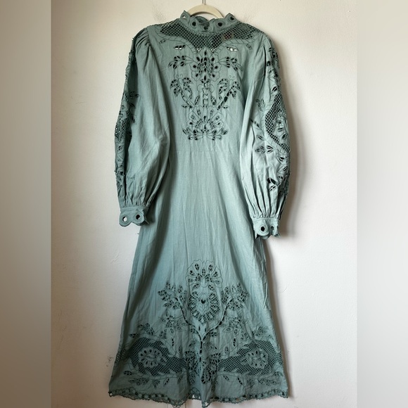 FARM RIO Elegant Green Embroidered MIDI Dress - Picture 2 of 12